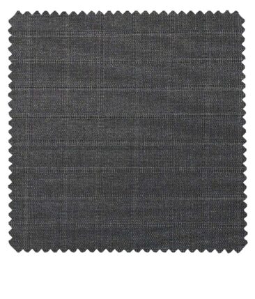 J.Hamsptead by Siyaram's Medium Grey Polyester Viscose Self Checks Unstitched Suiting Fabric
