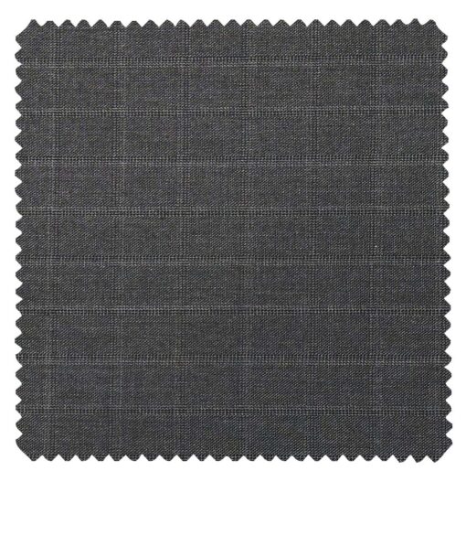 J.Hamsptead by Siyaram's Medium Grey Polyester Viscose Self Checks Unstitched Suiting Fabric