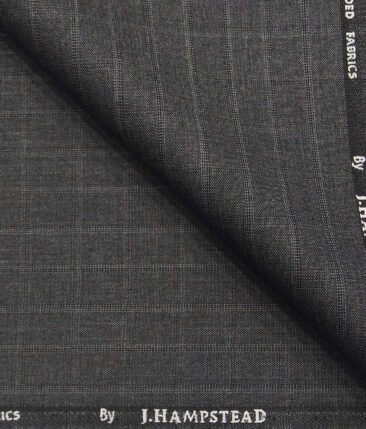 J.Hamsptead by Siyaram's Medium Grey Polyester Viscose Self Checks Unstitched Suiting Fabric