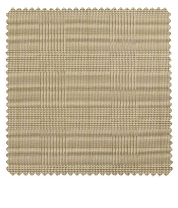 J.Hamsptead by Siyaram's Oat Beige Polyester Viscose Self Broad Checks Unstitched Suiting Fabric