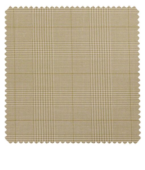 J.Hamsptead by Siyaram's Oat Beige Polyester Viscose Self Broad Checks Unstitched Suiting Fabric