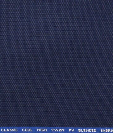 J.Hamsptead by Siyaram's Royal Blue Polyester Viscose Structured Unstitched Suiting Fabric