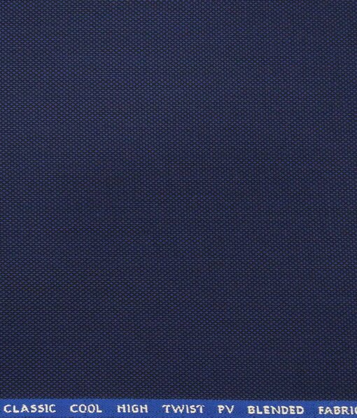 J.Hamsptead by Siyaram's Royal Blue Polyester Viscose Structured Unstitched Suiting Fabric