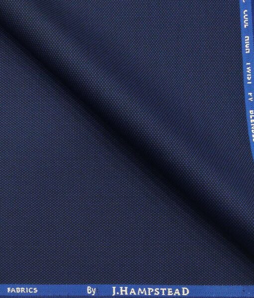 J.Hamsptead by Siyaram's Royal Blue Polyester Viscose Structured Unstitched Suiting Fabric