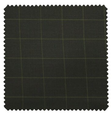 J.Hamsptead by Siyaram's Dark Seaweed Green Polyester Viscose Green Checks Unstitched Suiting Fabric