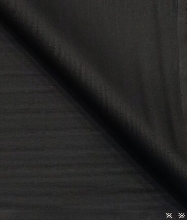 J.Hamsptead by Siyaram's Jet Black Polyester Viscose Structured Unstitched Suiting Fabric