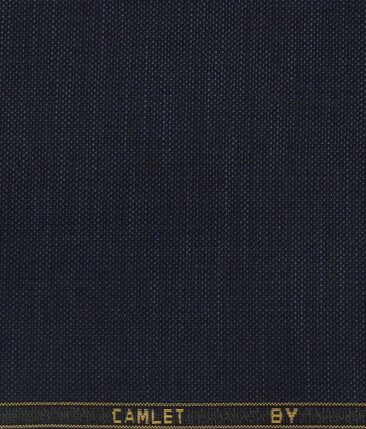J.Hamsptead by Siyaram's Dark Blue Terry Rayon Jute Weave Structured Unstitched Suiting Fabric