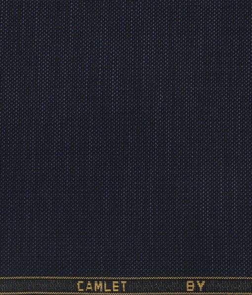 J.Hamsptead by Siyaram's Dark Blue Terry Rayon Jute Weave Structured Unstitched Suiting Fabric