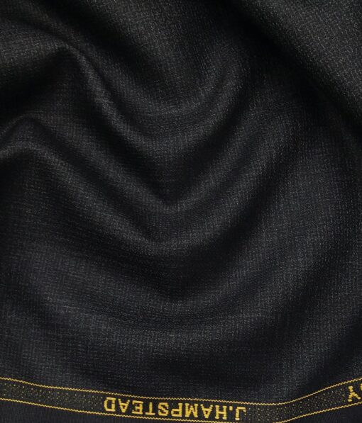 J.Hamsptead by Siyaram's Dark Grey Terry Rayon Self Checks Unstitched Suiting Fabric