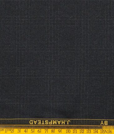 J.Hamsptead by Siyaram's Dark Grey Terry Rayon Self Checks Unstitched Suiting Fabric