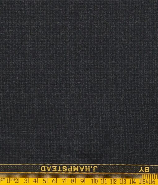 J.Hamsptead by Siyaram's Dark Grey Terry Rayon Self Checks Unstitched Suiting Fabric