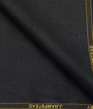 J.Hamsptead by Siyaram's Dark Grey Terry Rayon Self Checks Unstitched Suiting Fabric