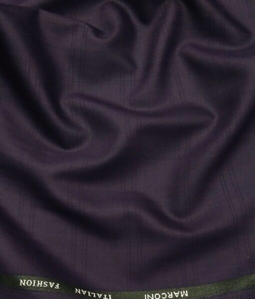 Marconi by Siyaram's Dark Purple Terry Rayon Self Broad Checks Unstitched Suiting Fabric