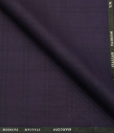 Marconi by Siyaram's Dark Purple Terry Rayon Self Broad Checks Unstitched Suiting Fabric
