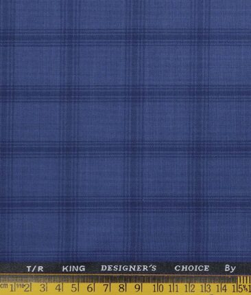Marconi by Siyaram's Light BlueTerry Rayon Blue Broad Checks Unstitched Suiting Fabric