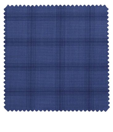 Marconi by Siyaram's Light BlueTerry Rayon Blue Broad Checks Unstitched Suiting Fabric