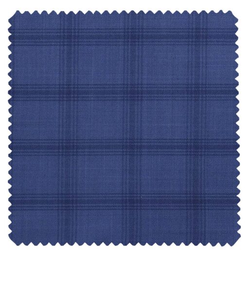 Marconi by Siyaram's Light BlueTerry Rayon Blue Broad Checks Unstitched Suiting Fabric