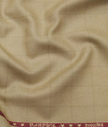 Raymond Beige Polyester Viscose Stuctured Cum Checks Unstitched Suiting Fabric
