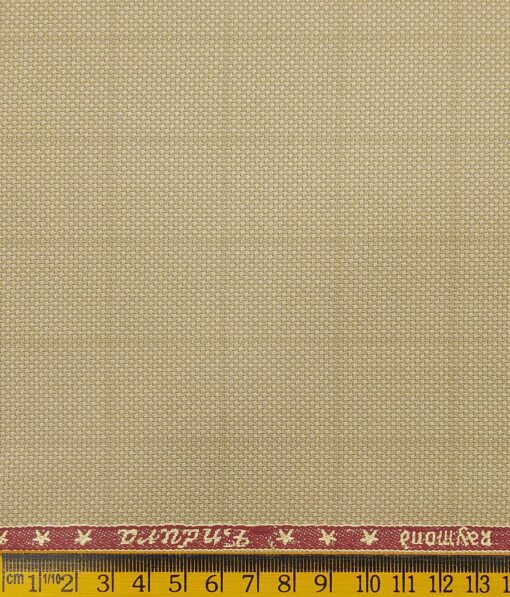 Raymond Beige Polyester Viscose Stuctured Cum Checks Unstitched Suiting Fabric