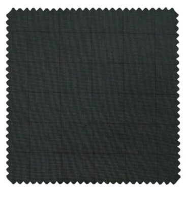 Raymond Pine Green Polyester Viscose Black Checks Unstitched Suiting Fabric