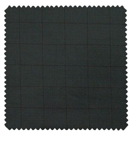 Raymond Pine Green Polyester Viscose Black Checks Unstitched Suiting Fabric