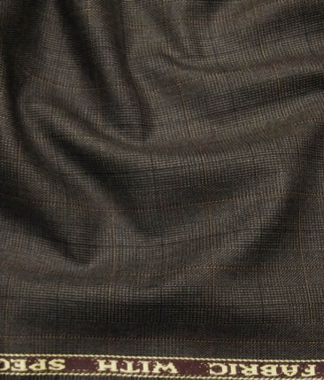 Raymond Dark Brown Polyester Viscose Self Checks Unstitched Suiting Fabric
