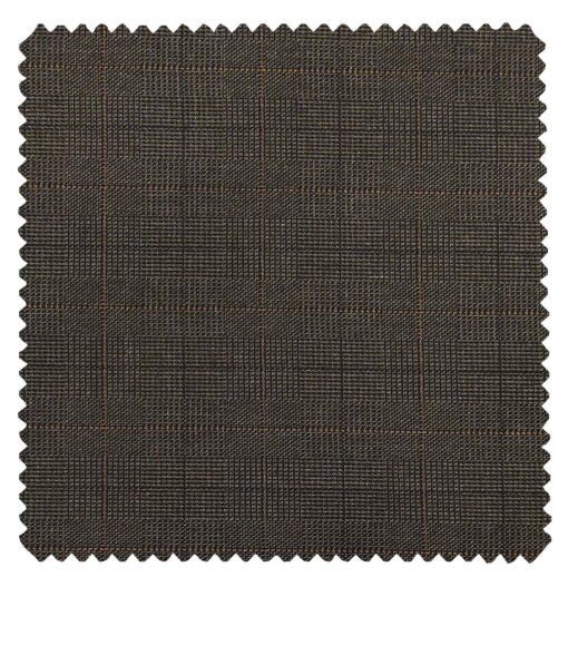 Raymond Dark Brown Polyester Viscose Self Checks Unstitched Suiting Fabric