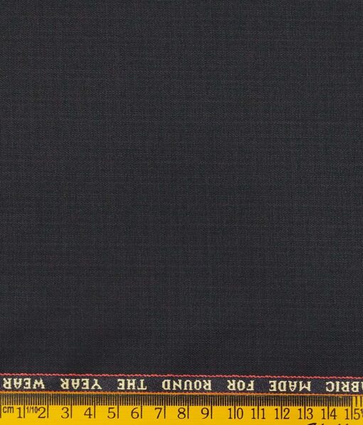Raymond Dark Blue Polyester Viscose Self Design Unstitched Suiting Fabric