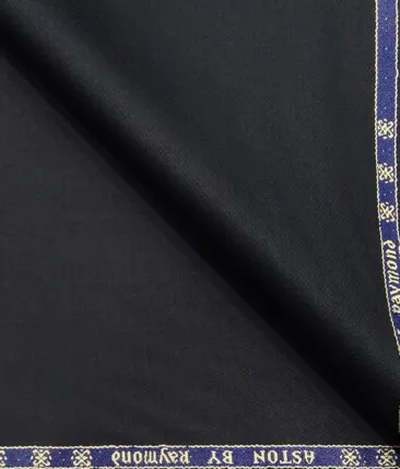 Raymond Dark Navy Blue Polyester Viscose Stuctured Unstitched Suiting Fabric