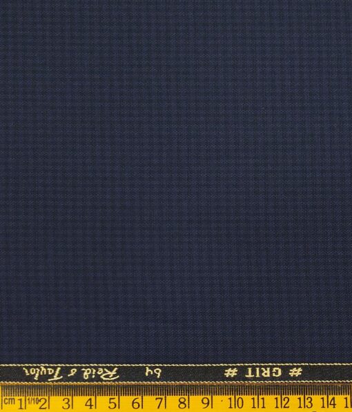 Reid & Taylor Aegean Blue Polyester Viscose Self Design Unstitched Suiting Fabric
