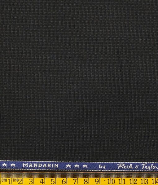 Reid & Taylor Black Polyester Viscose Self Structured Unstitched Suiting Fabric