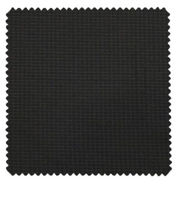 Reid & Taylor Black Polyester Viscose Self Structured Unstitched Suiting Fabric