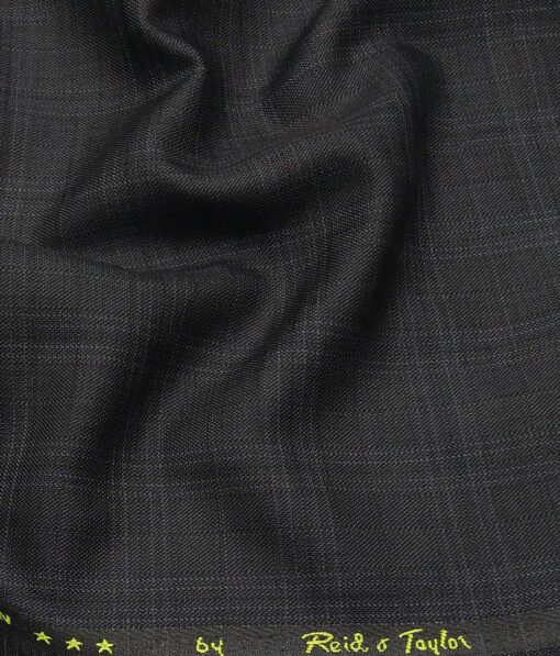 Reid & Taylor Dark Grey Polyester Viscose Self Checks Unstitched Suiting Fabric