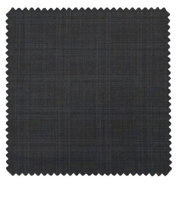 Reid & Taylor Dark Grey Polyester Viscose Self Checks Unstitched Suiting Fabric