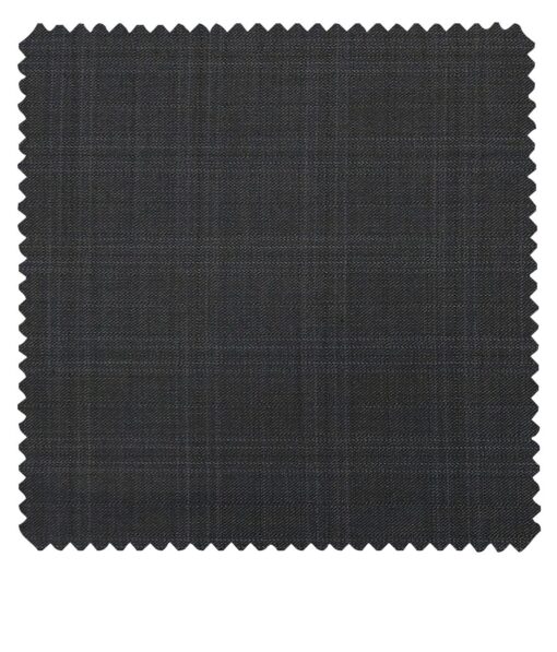 Reid & Taylor Dark Grey Polyester Viscose Self Checks Unstitched Suiting Fabric