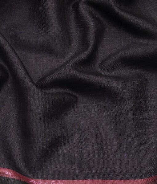 Reid & Taylor Dark Wine Polyester Viscose Self Checks Unstitched Suiting Fabric