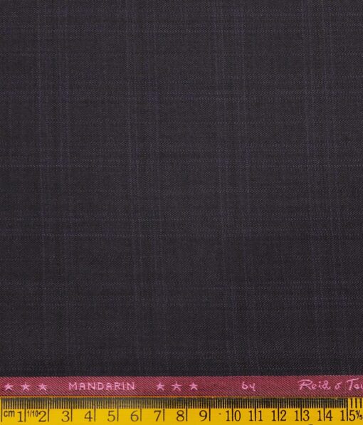 Reid & Taylor Dark Wine Polyester Viscose Self Checks Unstitched Suiting Fabric