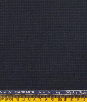 Reid & Taylor Dark Slate Blue Polyester Viscose Self Structured Unstitched Suiting Fabric