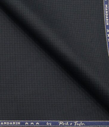 Reid & Taylor Dark Slate Blue Polyester Viscose Self Structured Unstitched Suiting Fabric