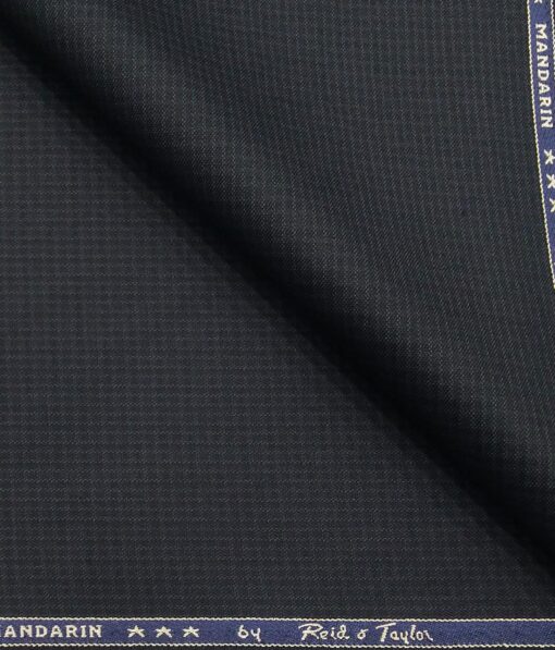 Reid & Taylor Dark Slate Blue Polyester Viscose Self Structured Unstitched Suiting Fabric