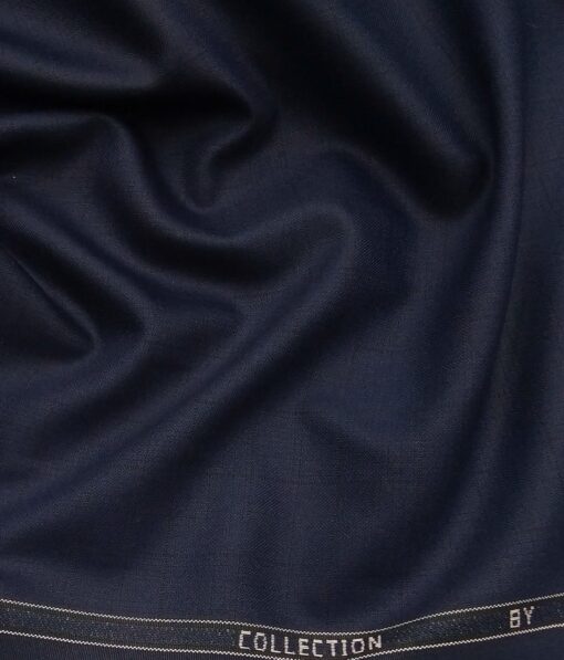 Siyaram's Dark Blue Terry Rayon Self Checks Unstitched Suiting Fabric