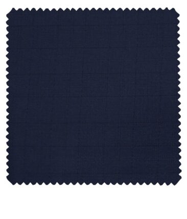 Siyaram's Dark Blue Terry Rayon Self Checks Unstitched Suiting Fabric