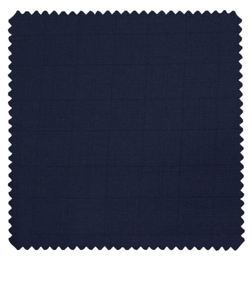 Siyaram's Dark Blue Terry Rayon Self Checks Unstitched Suiting Fabric