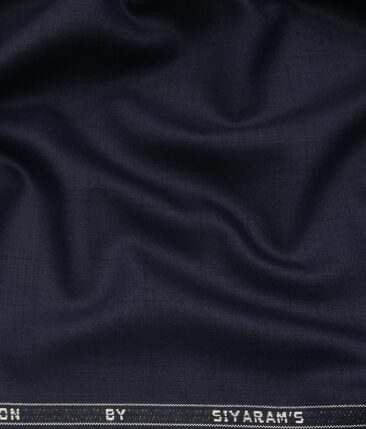 Siyaram's Dark Navy Blue Terry Rayon Self Checks Unstitched Suiting Fabric
