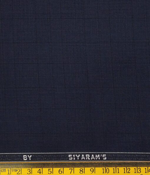 Siyaram's Dark Navy Blue Terry Rayon Self Checks Unstitched Suiting Fabric