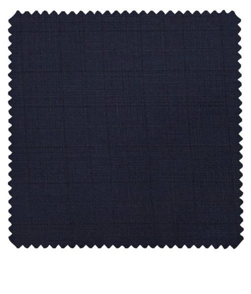 Siyaram's Dark Navy Blue Terry Rayon Self Checks Unstitched Suiting Fabric