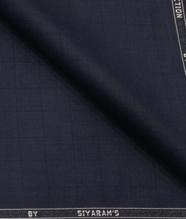 Siyaram's Dark Navy Blue Terry Rayon Self Checks Unstitched Suiting Fabric