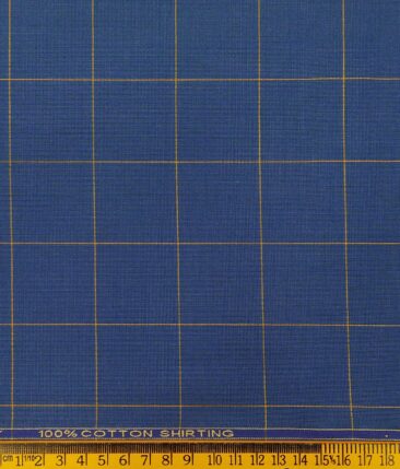 Birla Century Blue 100% Cotton Yellow Checks Shirt Fabric (1.60 M)