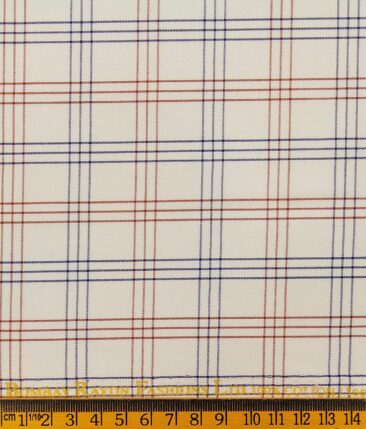 Bombay Rayon Cream 100% Premium Cotton Checks Shirt Fabric (1.60 M)