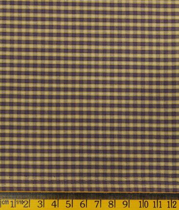 Bombay Rayon Yellow & Brown 100% Premium Cotton Checks Shirt Fabric (1.60 M)